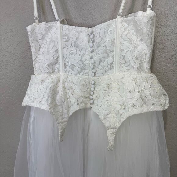 NEW For Love and Lemons x Free People Lily Corset Chiffon Maxi Dress White Small - Picture 10 of 15